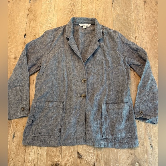 Coldwater Creek Gray Linen Blazer L - Picture 1 of 10